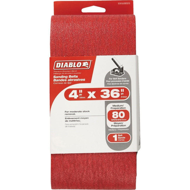 DCB436080S01G Diablo 4 In. x 36 In. 80 Grit General Purpose Sanding Belt
