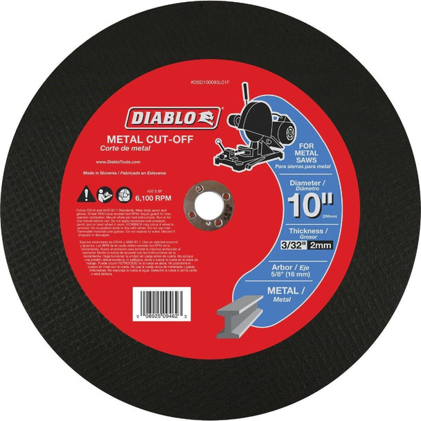 DBD100093L01F Diablo Type 1 10 In. x 3/32 In. x 5/8 In. Metal Cut-Off Wheel