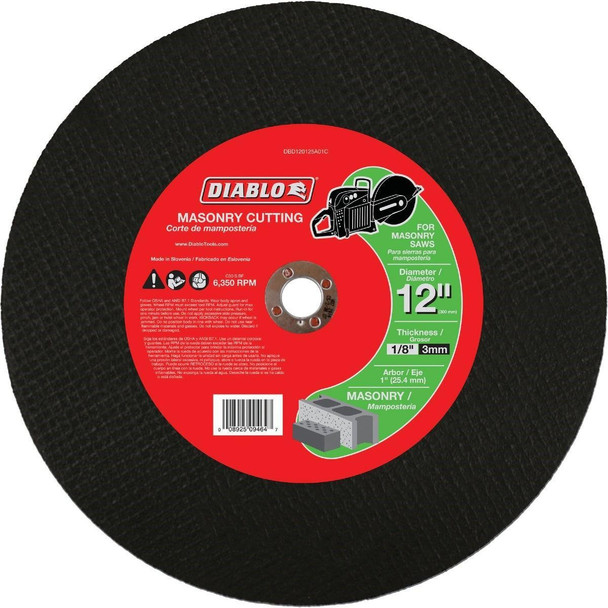 DBD120125A01C Diablo Type 1 12 In. x 1/8 In. x 1 In. Masonry Cut-Off Wheel