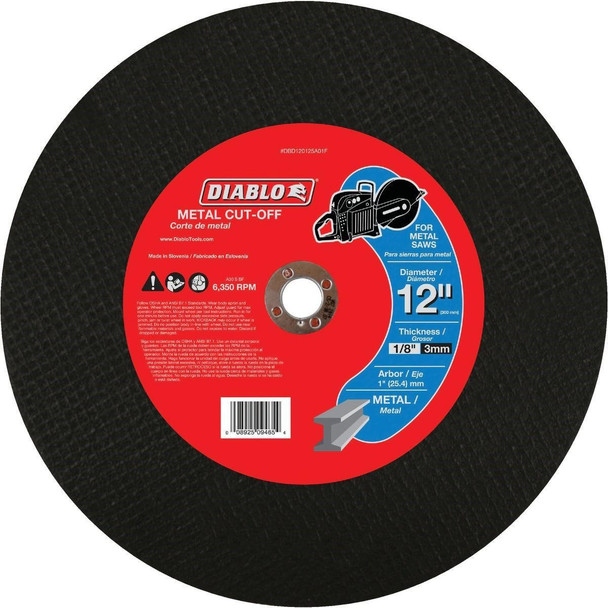 DBD120125A01F Diablo Type 1 12 In. x 1/8 In. x 1 In. Metal Cut-Off Wheel