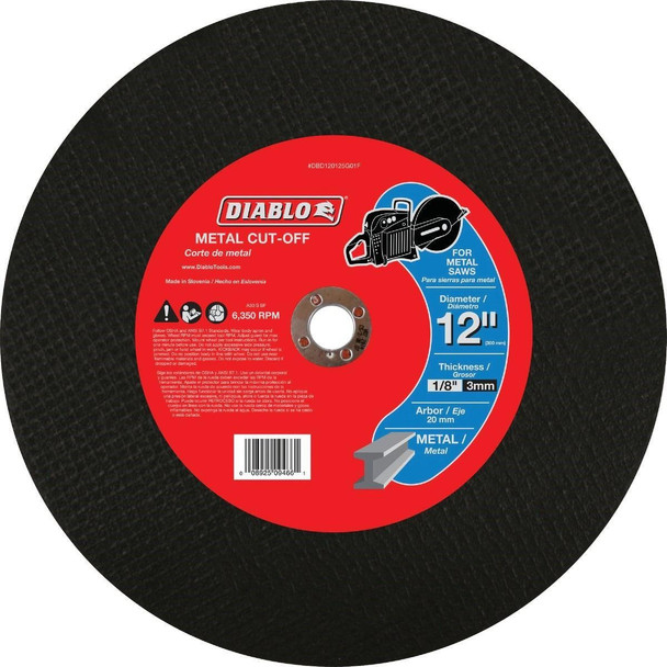 DBD120125G01F Diablo Type 1 12 In. x 1/8 In. x 20 mm Metal Cut-Off Wheel