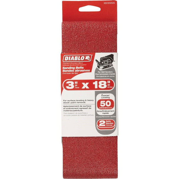 DCB318050S02G Diablo 3 In. x 18 In. 50 Grit General Purpose Sanding Belt (2-Pack)
