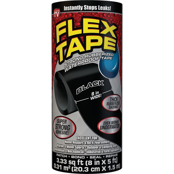 TFSBLKR0805 Flex Tape 8 In. x 5 Ft. Repair Tape, Black