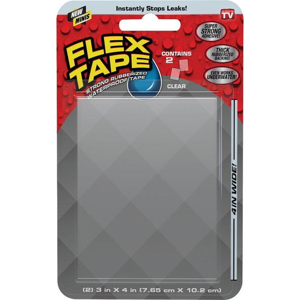 TFSCLRMINI Flex Tape 3 In. x 4 In. Mini Repair Tape, Clear (2-Count)
