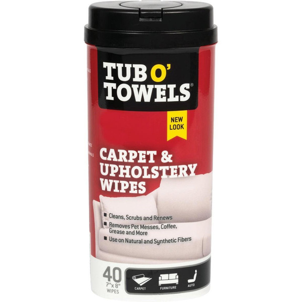 TW40-CP Tub O' Towels Carpet/Upholstery Scrubbing Wipes (40-Count)