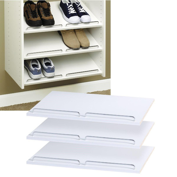 RS1600 Easy Track 2 Ft. W. x 14 In. D. Laminated Shoe Shelf, White (3-Pack)