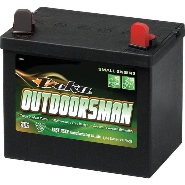 8U1R Deka Outdoorsman 12-Volt Lawn & Garden 230 CCA Small Engine Battery, Right Front Positive Terminal
