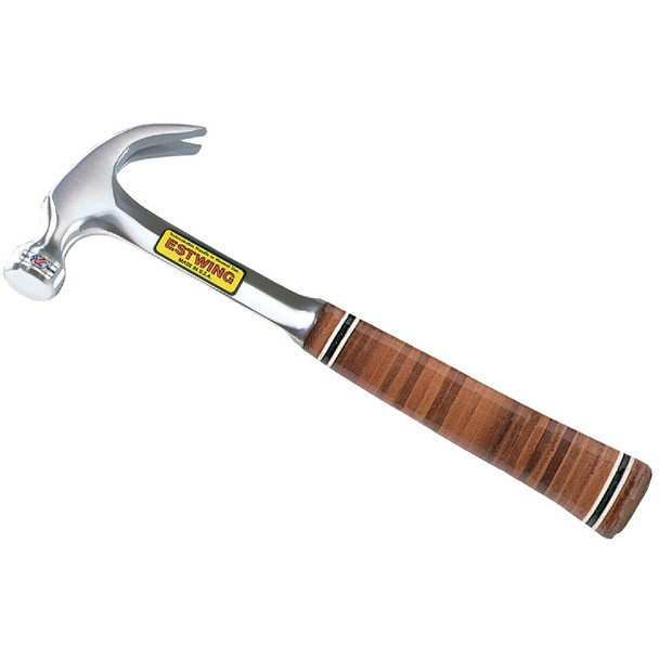 E16C Estwing 16 Oz. Smooth-Face Curved Claw Hammer with Leather-Covered Steel Handle