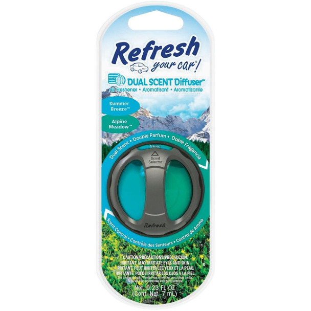 09020Z Refresh Your Car Oil Diffuser Car Air Freshener, Summer Breeze/Alpine Meadow