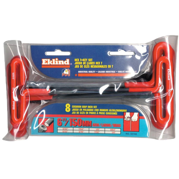 53168 Eklind 8 pc,6 SAE T-handle Hex Set,14.7 oz