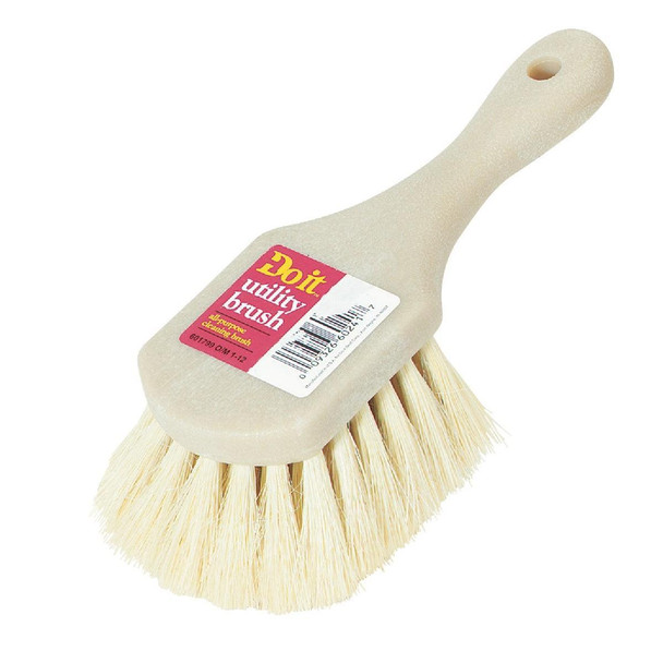 89638 9 In. x 3 In. White Tampico Bristle Fiber Poly Scrub Brush