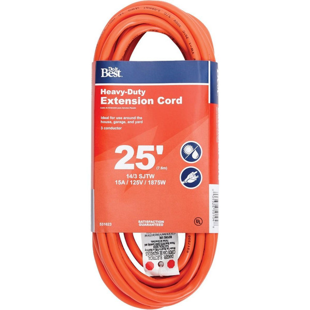 OU-JTW143-25-OR 25 Ft. 14/3 Heavy-Duty Outdoor Extension Cord