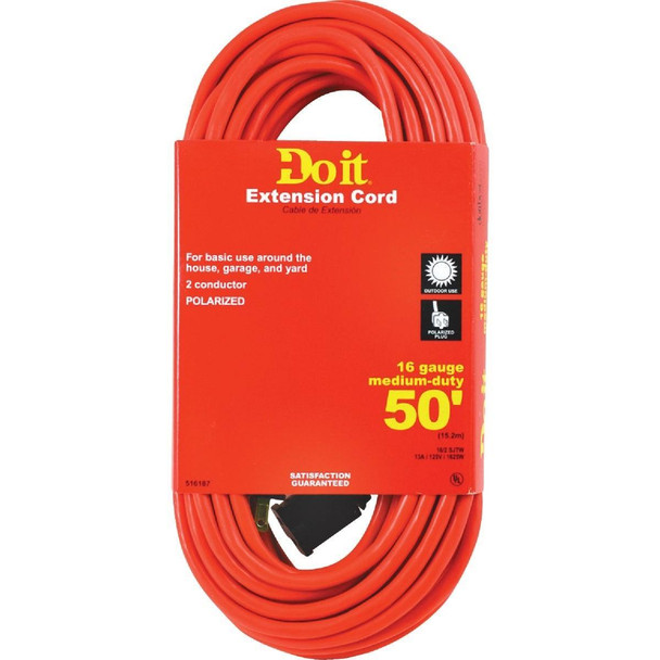 OU-JTW162-50-OR 50 Ft. 16/2 Polarized Outdoor Extension Cord