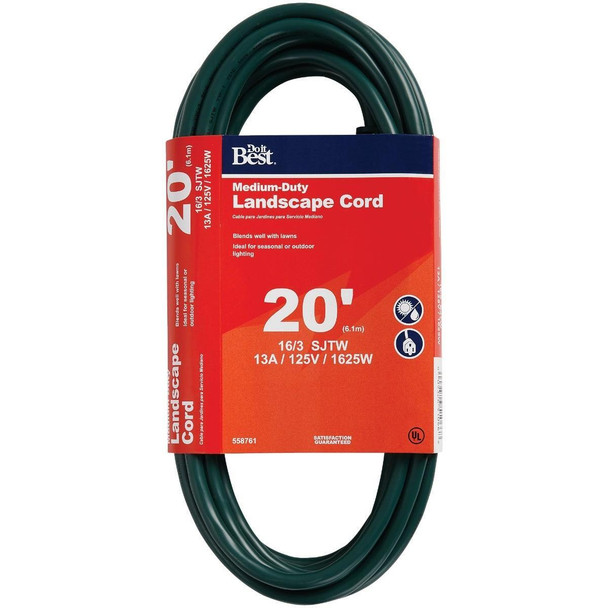 OU-JTW163-20X-GR 20 Ft. 16/3 Landscape Extension Cord