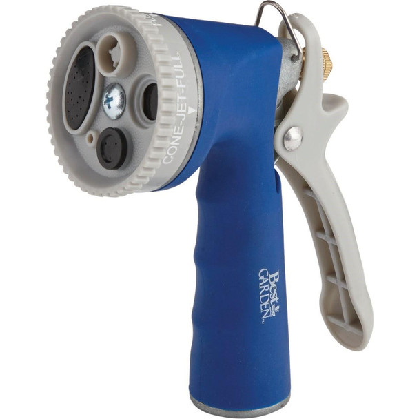 GB130740 Best Garden Metal 5-Pattern Nozzle with Comfort Grip, Blue & Gray