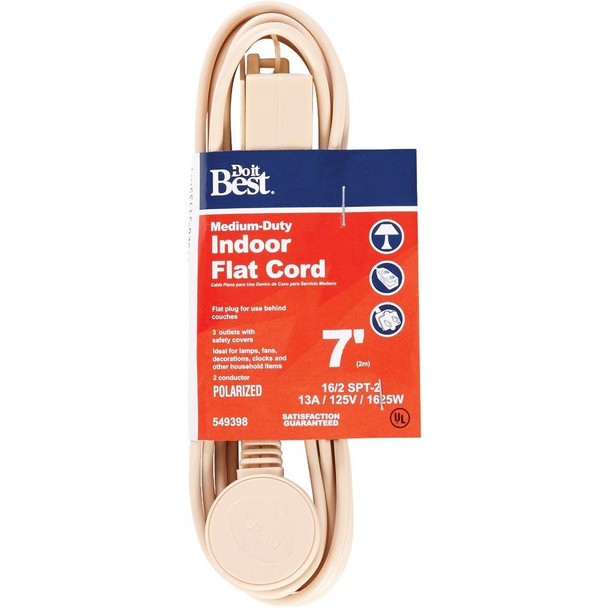 INF-PR2162-7-TAN 7 Ft. 16/2 Flat Plug Tan Extension Cord