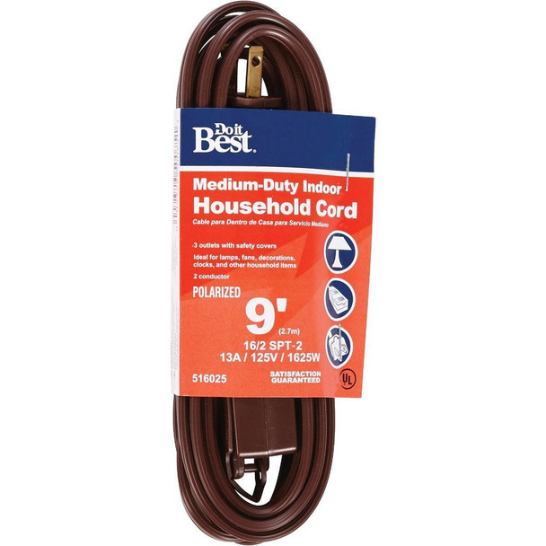 IN-PT2162-09X-BR 9 Ft. 16/2 Brown Cube Tap Extension Cord