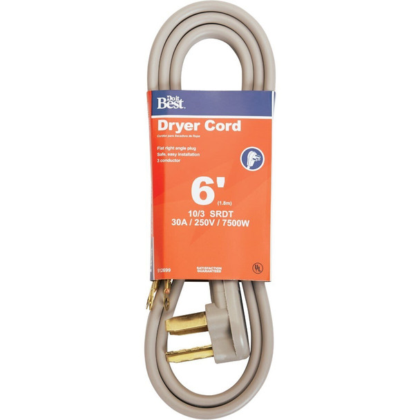 DRC-SRDT-103-6 6 Ft. 10/3 30A Dryer Cord