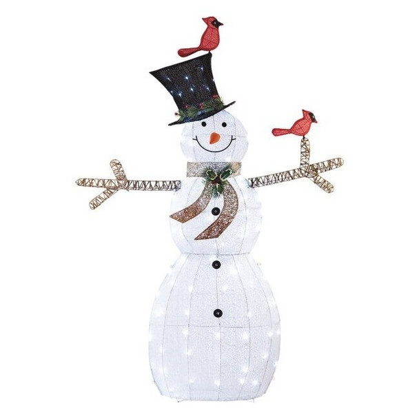 CHT892 Alpine 74 In. Cool White LED Mesh Cloth Snowman Lighted Decoration
