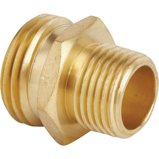 GB-9555+GM294 Best Garden 3/4 In. MHT x 1/2 In MPT Brass Non-Swivel Hose Connector