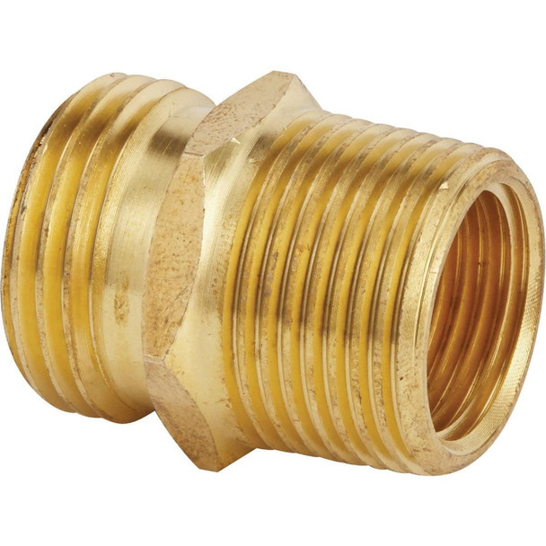 GB-9556+GM294 Best Garden 3/4 In. MHT x 3/4 In. MPT x 1/2 In. FPT Brass Non-Swivel Hose Connector
