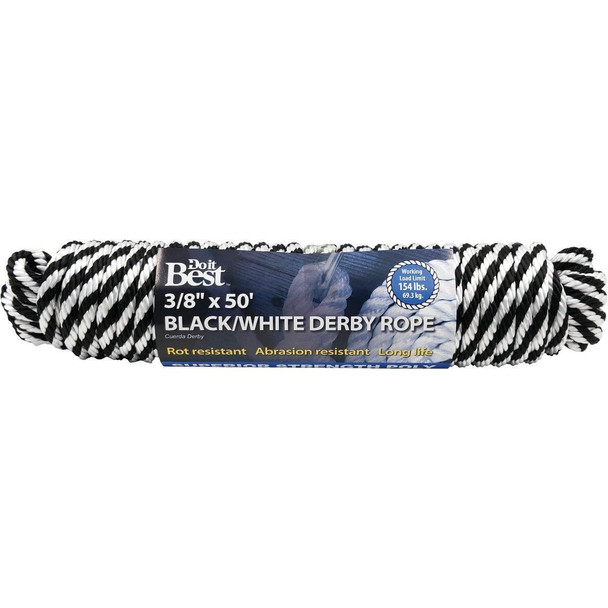759878 3/8 In. x 50 Ft. Black & White Derby Polypropylene Packaged Rope
