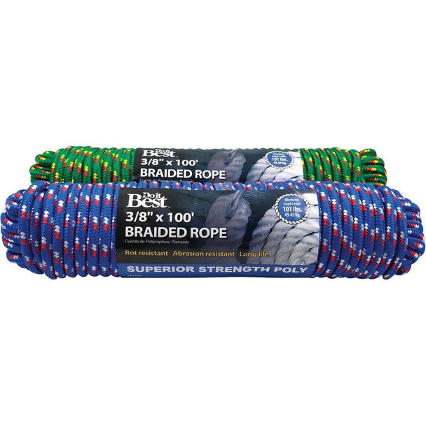 767107 3/8 In. x 100 Ft. Assorted Colors Double Braided Polypropylene Packaged Rope