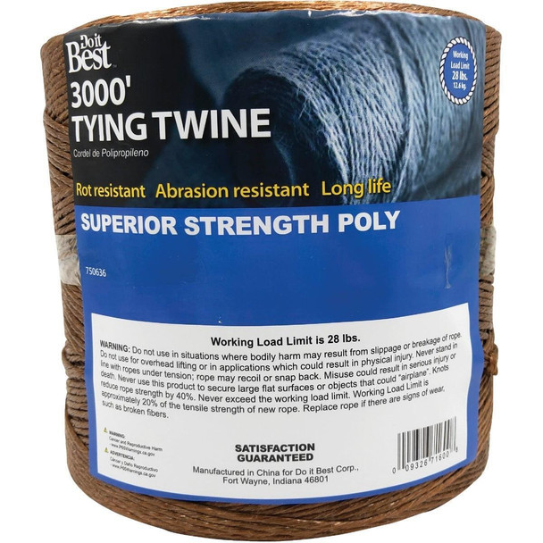 750636 5/64 In. x 3000 Ft. Brown Polypropylene Tying Twine