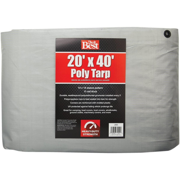 768609 Silver Woven 20 Ft. x 40 Ft. Heavy Duty Poly Tarp