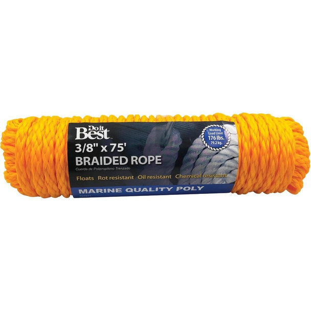 707031 3/8 In. x 75 Ft. Yellow Braided Polypropylene Packaged Rope