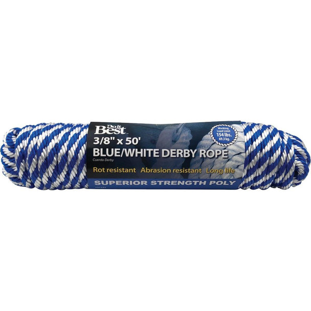 737232 3/8 In. x 50 Ft. Blue & White Derby Polypropylene Packaged Rope