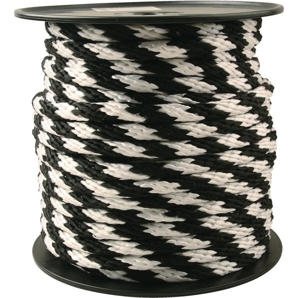 709923 5/8 In. x 150 Ft. Black & White Derby Polypropylene Rope