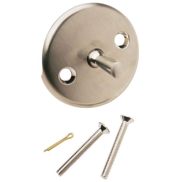 438743 Two-Hole Brushed Nickel Bath Drain Face Plate with Trip Lever