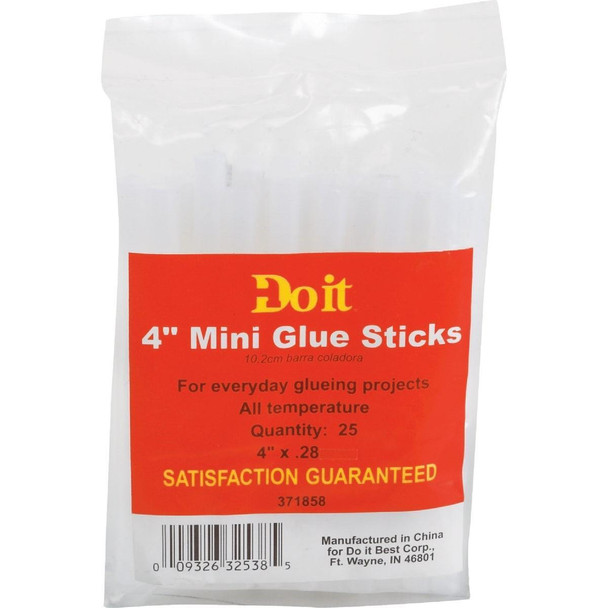 371858 4 In. Mini Clear Hot Melt Glue (25-Pack)