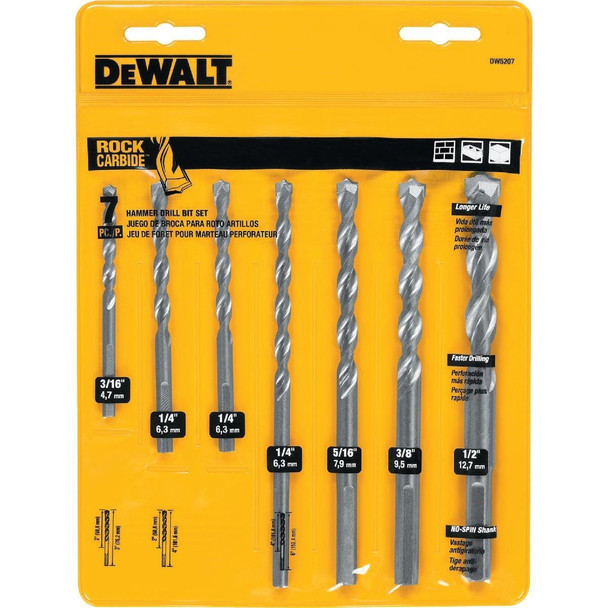 DW5207 DEWALT Masonry Drill Bit Set (7-Piece)