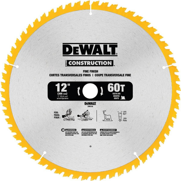 DWA11260 DEWALT Construction 12 In. 60-Tooth Fine Finish Circular Saw Blade