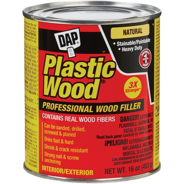 21506 DAP Plastic Wood 16 Oz. Natural Solvent Professional Wood Filler