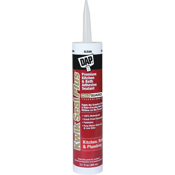 18516 DAP Kwik Seal Plus 10.1 Oz. Clear Premium Kitchen & Bath Adhesive Sealant