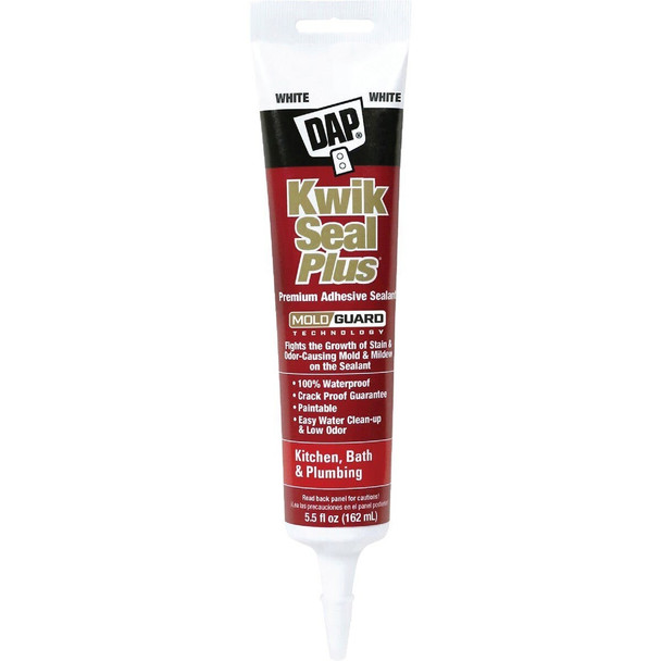 18526 DAP Kwik Seal Plus 5.5 Oz. Brighter White Premium Kitchen & Bath Adhesive Sealant
