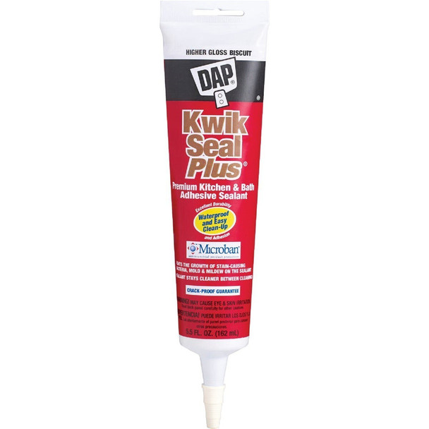 18539 DAP Kwik Seal Plus 5.5 Oz. Biscuit Premium Kitchen & Bath Adhesive Sealant