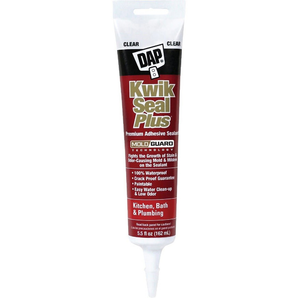 18546 DAP Kwik Seal Plus 5.5 Oz. Clear Premium Kitchen & Bath Adhesive Sealant