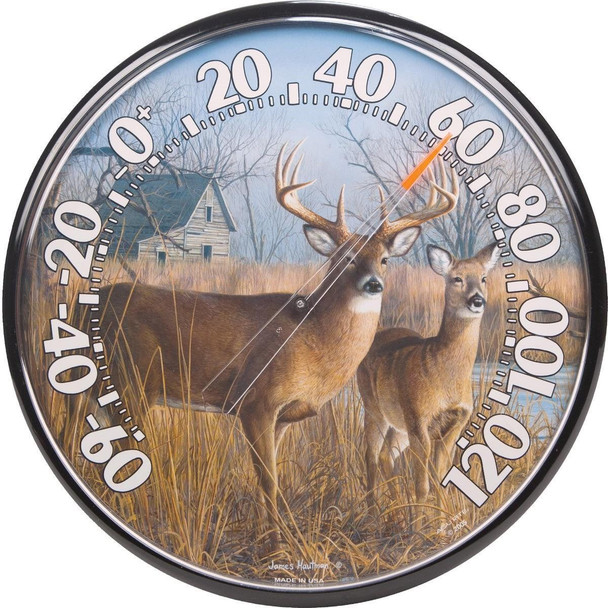 01932 Acurite 12-1/2" Dia Plastic Dial Deer Indoor & Outdoor Thermometer