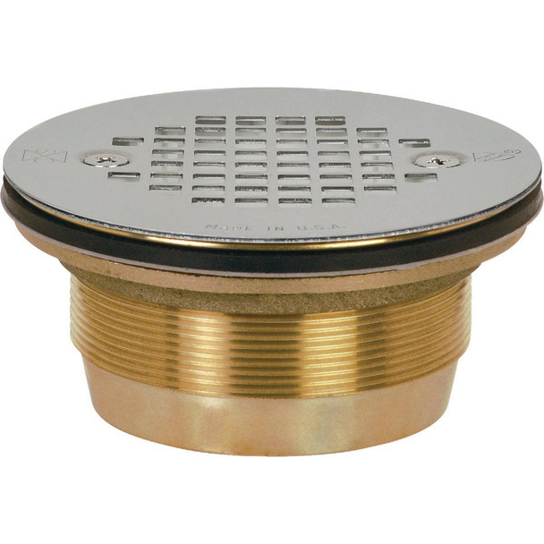 827-2B Sioux Chief 2 In. Cast Brass No-Caulk Shower Drain with 4-1/4 In. Stainless Steel Strainer