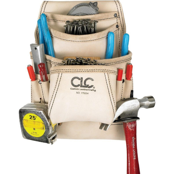 179354 CLC 10-Pocket Leather Carpenter's Nail & Tool Bag