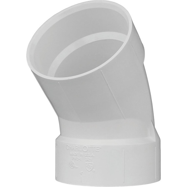 PVC 01321  0600HA Charlotte Pipe 3 In. Schedule 30 45 Deg. DWV PVC Elbow (1/8 Bend)