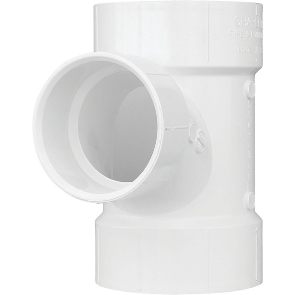 PVC 01401  0800HA Charlotte Pipe 3 In. Sch 30 x 2 In. Sch 40 Reducing Sanitary PVC Tee