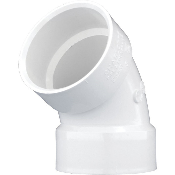PVC 00319  1000HA Charlotte Pipe 3 In. Schedule 40 60 Deg. DWV PVC Elbow (1/6 Bend)
