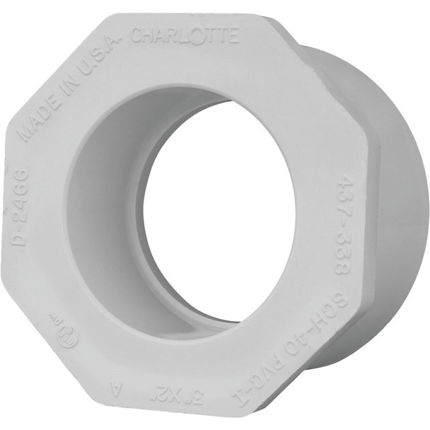PVC 02107  3600HA Charlotte Pipe 3 In. SPG x 2 In. Slip Schedule 40 PVC Bushing