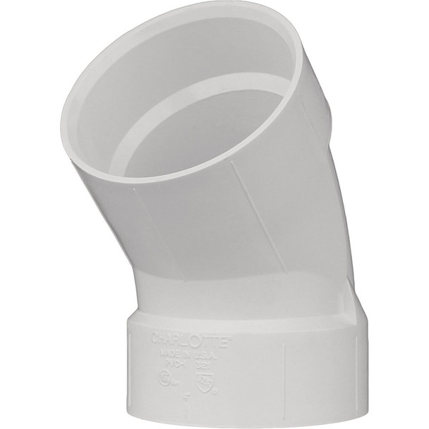 PVC 00321  1600HA Charlotte Pipe 6 In. Schedule 40 45 Deg. Short Radius DWV PVC Elbow (1/8 Bend)