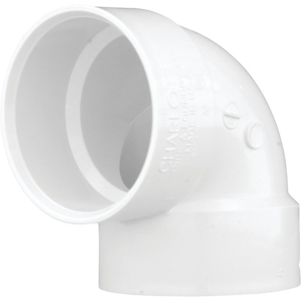 PVC 00331  1000HA Charlotte Pipe 3 In. Schedule 40 90 Deg. DWV PVC Vent Elbow (1/4 Bend)